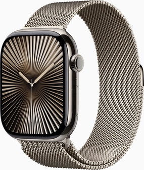 Apple Watch Series 10 (GPS + cellular) 46mm Titan natural with Milanaise-Wristlet S/M natural