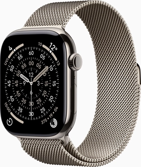 Apple Watch Series 11 (GPS + cellular) 46mm Titan natural with Milanaise-Wristlet M/L natural
