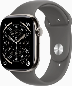 Apple Watch Series 11 (GPS + cellular) 46mm Titan natural with sport wristlet M/L stone grey