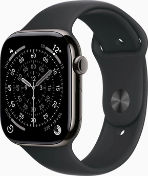 Apple Watch Series 11 (GPS + cellular) 46mm Titan slate with sport wristlet M/L black