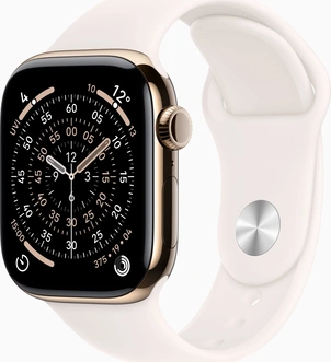 Apple Watch Series 11 (GPS + cellular) 42mm Titan gold with sport wristlet M/L blassrosa