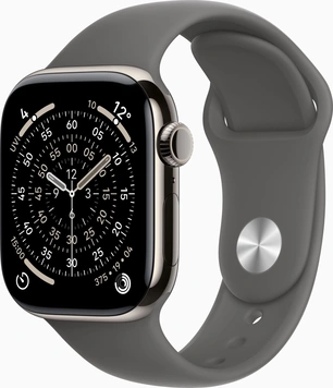 Apple Watch Series 11 (GPS + cellular) 42mm Titan natural with sport wristlet S/M stone grey