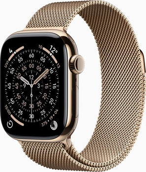 Apple Watch Series 11 (GPS + cellular) 42mm Titan gold with Milanaise-Wristlet gold