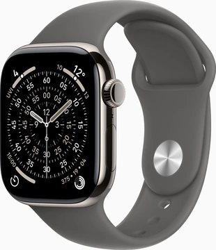 Apple Watch Series 11 (GPS + cellular) 42mm Titan natural with sport wristlet M/L stone grey