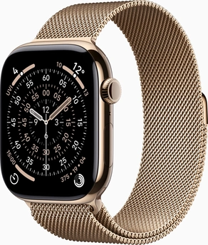 Apple Watch Series 11 (GPS + cellular) 46mm Titan gold with Milanaise-Wristlet S/M gold