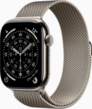 Apple Watch Series 11 (GPS + cellular) 46mm Titan natural with Milanaise-Wristlet S/M natural