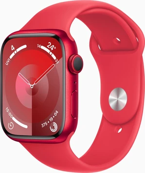 Apple Watch Series 9 (GPS) 45mm aluminium (PRODUCT)RED, with sport wristlet M/L (PRODUCT)RED,