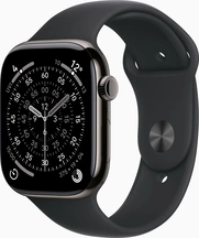 Apple Watch Series 11 (GPS + cellular) 46mm Titan slate with sport wristlet S/M black