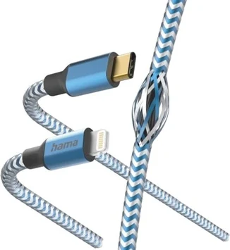 Hama charging cable reflective USB-C/Lightning 1.5m nylon blue