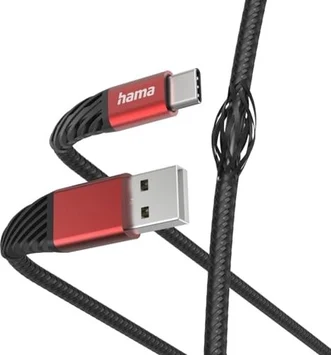 Hama charging cable extreme USB-A/USB-C 1.5m nylon black/red