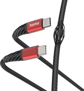 Hama кабель для зарядки extreme USB-C/USB-C 1.5m нейлоновий black/red