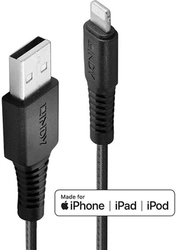 Lindy 1m sturdy USB type A an Lightning cable black