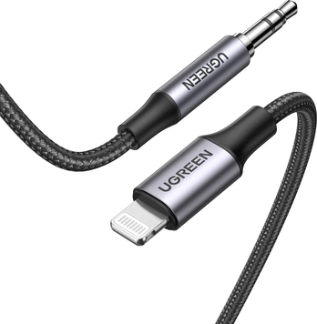 Ugreen audio кабель 8-Pin Lightning plug to jack plug 3.5mm 1m black/grey