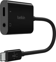 Belkin RockStar 3.5-mm-jack-audio- and USB-C-charging adapter black