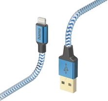 Hama кабель для зарядки reflective USB-A/Lightning 1.5m нейлоновий blue