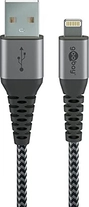Wentronic Lightning to USB-A textile кабель with metal plugn 0.5m grey/silver