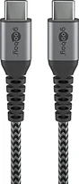 Wentronic USB-C to USB-C textile cable with metal plugn 0.5m grey/silver