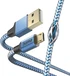 Hama кабель для зарядки reflective USB-A/micro USB 1.5m нейлоновий blue