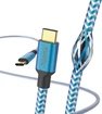 Hama charging cable reflective USB-C/USB-C 1.5m nylon blue