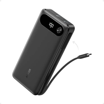 Anker Powerbank (20K, 87W, integrated USB-C cable) black