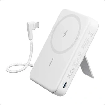 Anker Zolo Power bank (10K, magnetic, built-In USB-C cable) white
