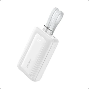 Anker Zolo Power bank (10K, 30W, built-In USB-C + Lightning cable) white