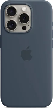 Apple silicone case with MagSafe для iPhone 15 Pro sturmblau