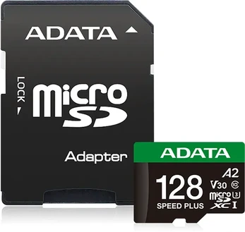 ADATA SPEED PLUS R180/W160 microSDXC 128GB Kit, UHS-I U3, A2, Class 10