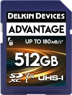 Delkin Advantage R180/W160 SDXC 512GB, UHS-I U3, Class 10