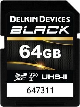 Delkin Black R300/W250 SDXC 64GB, UHS-II U3, Class 10