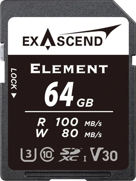 Exascend Element R100/W80 SDXC 64GB, UHS-I U3, Class 10