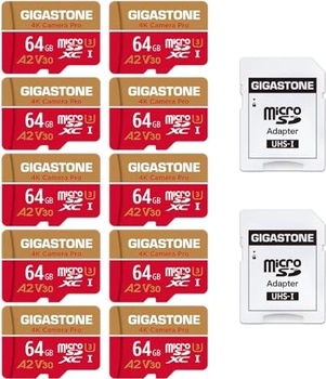 Gigastone 4K Camera Pro R95/W35 microSDXC 64GB Kit, UHS-I U3, A2, Class 10, 10er-Pack