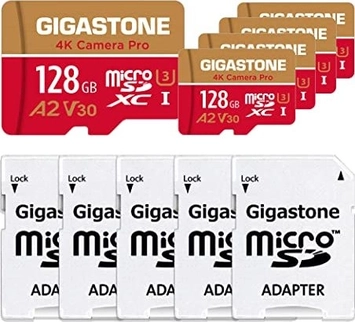 Gigastone 4K Camera Pro R100/W50 microSDXC 128GB Kit, UHS-I U3, A2, Class 10, 5er-Pack