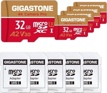 Gigastone 4K Camera Pro R95/W30 microSDHC 32GB Kit, UHS-I U3, A2, Class 10, 5er-Pack