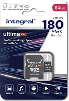 Integral Ultima Pro R180/W45 microSDXC 64GB, UHS-I U3, A2, Class 10