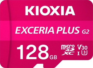 KIOXIA EXCERIA PLUS G2 R100/W65 microSDXC 128GB Kit, UHS-I U3, A1, Class 10