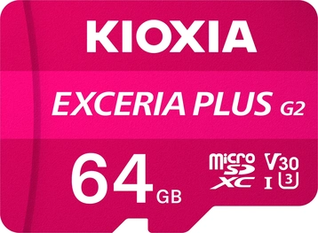 KIOXIA EXCERIA PLUS G2 R100/W65 microSDXC 64GB Kit, UHS-I U3, A1, Class 10