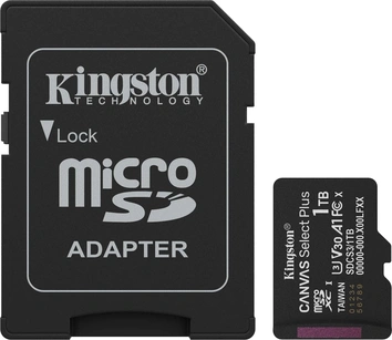 Kingston Canvas Select Plus Gen3 R150 microSDXC 1TB Kit, UHS-I U3, A1, Class 10