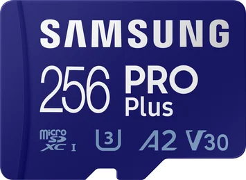 Samsung PRO Plus R160/W120 microSDXC 256GB Kit, UHS-I U3, A2, Class 10