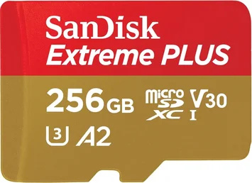 SanDisk Extreme PLUS R200/W140 microSDXC 256GB Kit, UHS-I U3, A2, Class 10