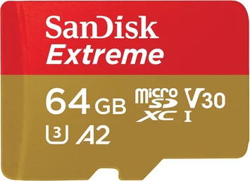 SanDisk Extreme R170/W80 microSDXC 64GB Kit, UHS-I U3, A2, Class 10