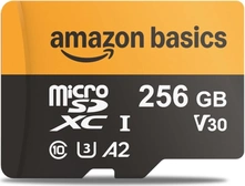 AmazonBasics High Speed R200/W150 microSDXC 256GB Kit, UHS-I U3, A2, Class 10