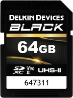 Delkin Black R300/W250 SDXC 64GB, UHS-II U3, Class 10