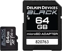 Delkin Black R90/W90 microSDXC 64GB Kit, UHS-I U3, Class 10