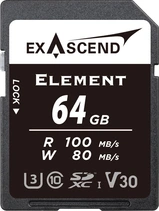 Exascend Element R100/W80 SDXC 64GB, UHS-I U3, Class 10