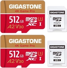 Gigastone 4K Game Pro R160/W100 microSDXC 512GB Kit, UHS-I U3, A2, Class 10, 2er-Pack