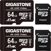 Gigastone 4K UHD Video R90/W20 microSDXC 64GB Kit, UHS-I U3, A1, Class 10, 2er-Pack