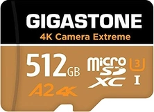 Gigastone 4k Camera Extreme R100/W60 microSDXC 512GB Kit, UHS-I U3, A2, Class 10