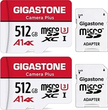 Gigastone Camera Plus R100/W80 microSDXC 512GB Kit, UHS-I U3, A1, Class 10, 2er-Pack