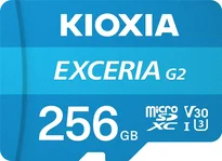 KIOXIA EXCERIA G2 R100/W50 microSDXC 256GB Kit, UHS-I U3, A1, Class 10